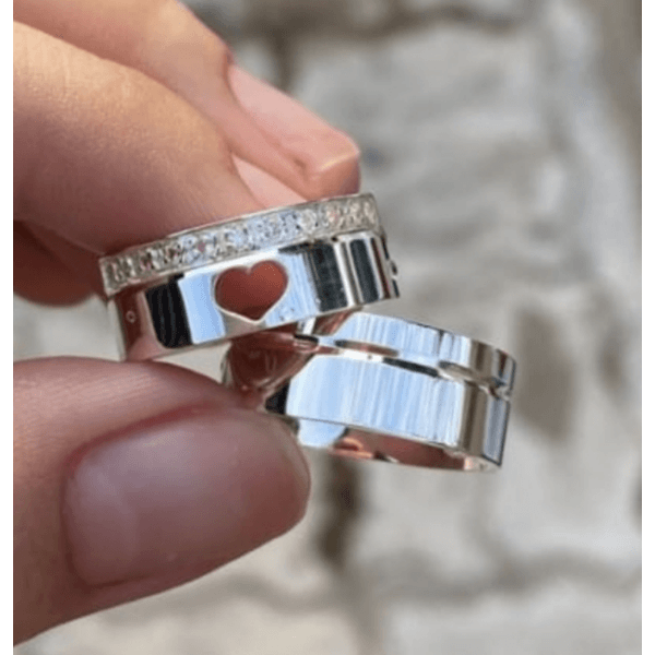 Par De Alianças Em Prata 950