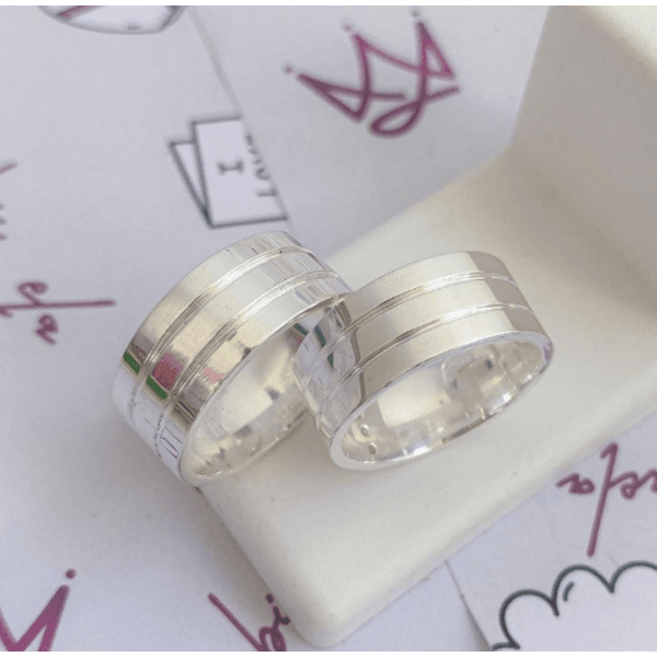 Par De Alianças Em Prata 950 