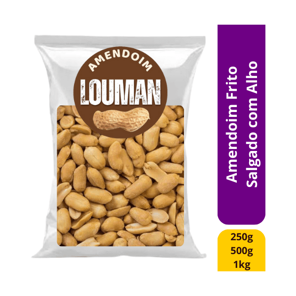 Amendoim Frito com Alho Salgado e sem Pele Louman
