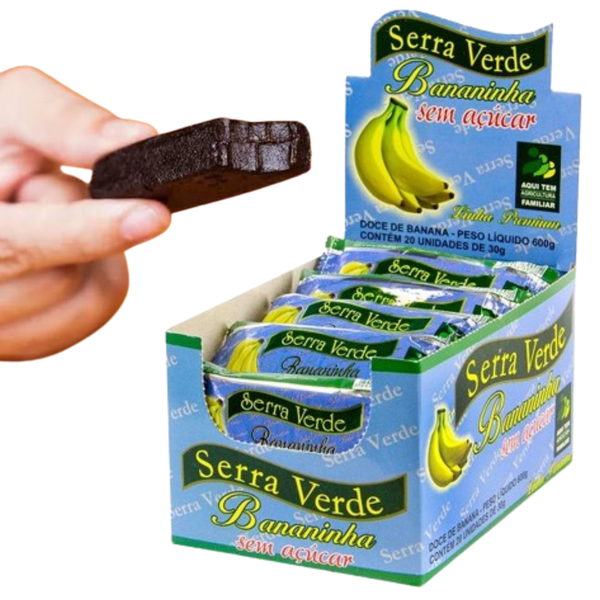 Bananinha Zero Açúcar com 20 unidades de 30g Serra Verde - Doce de Banana Sem Açúcar Bananinha fonte de Energia