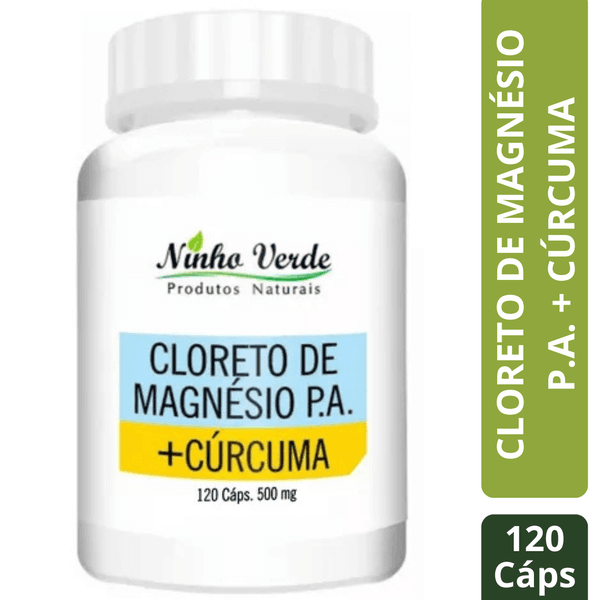 CLORETO DE MAGNÉSIO + CÚRCUMA 500MG 120 CÁPSULAS - NINHO VERDE