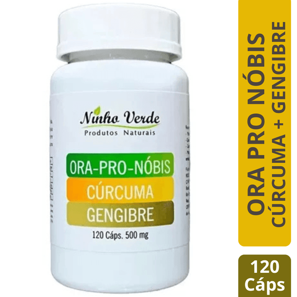 ORA PRO NÓBIS + CÚRCUMA + GENGIBRE 500MG 120 CÁPSULAS - NINHO VERDE