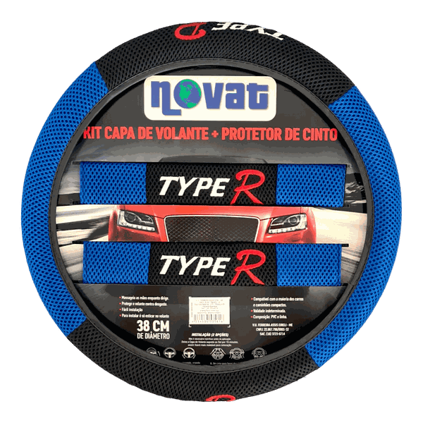 Kit Capa de Volante + Protetor de Cinto Typer - Azul