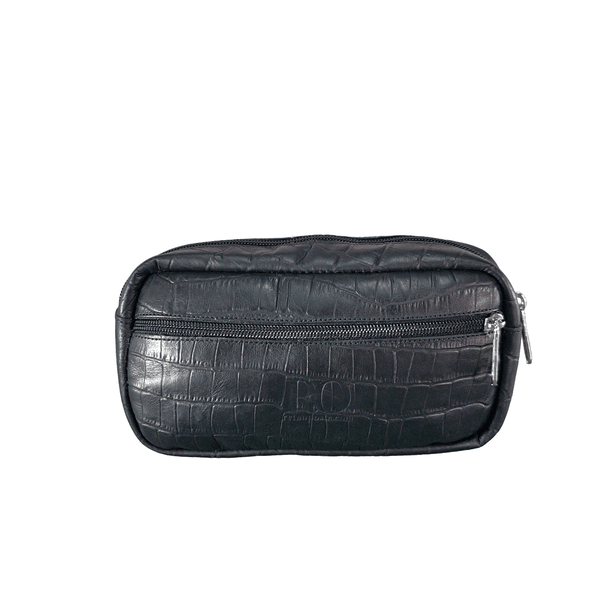 Necessaire Masculina de Couro Croco Preto