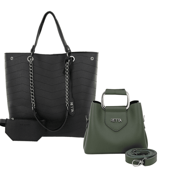 Kit Valentina Grande Preta + Chloe pequena Militar