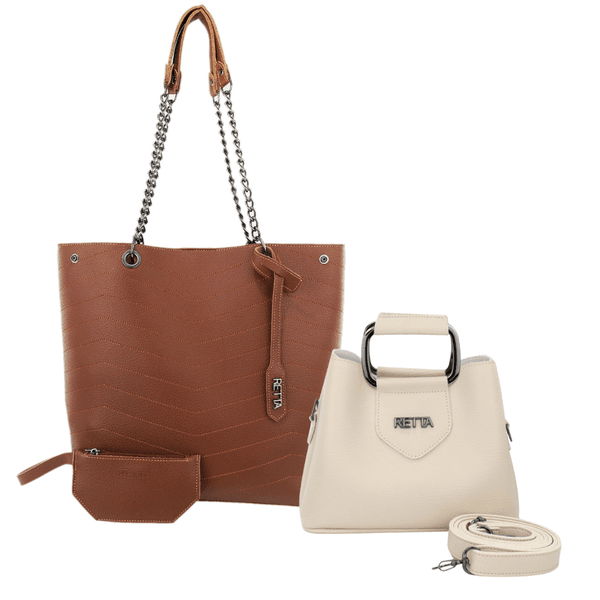 Kit Valentina Grande Caramelo + Chloe pequena Marfim 