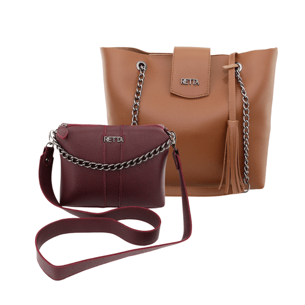Kit Saco Caramelo + Kiara Vinho