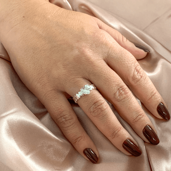 Anel Aro com Corações e Coraçao com Zirconia Prata 925