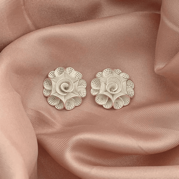 Brinco Flor Rendado Prata 925
