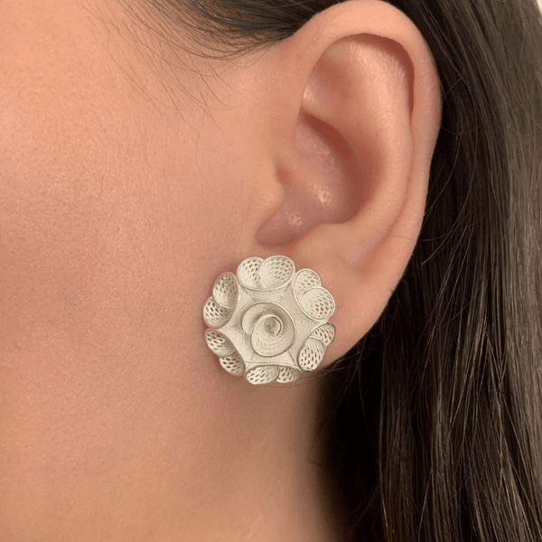 Brinco Prata Legitima 925 Flor Rendado 