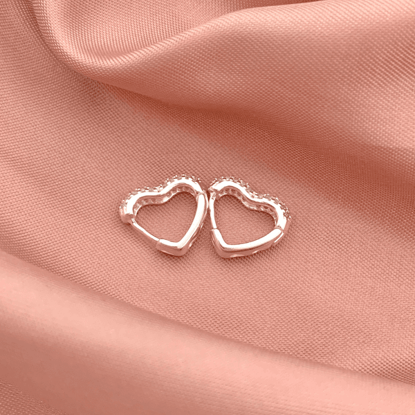 Argola Coraçao M Três Fileiras Zirconia Prata 925