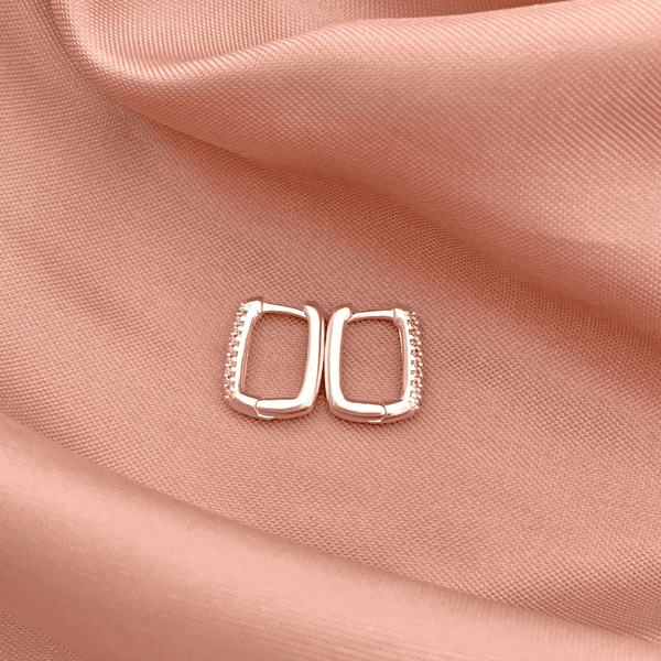 Argola Retangular P Três Fileiras Zirconia Prata 925