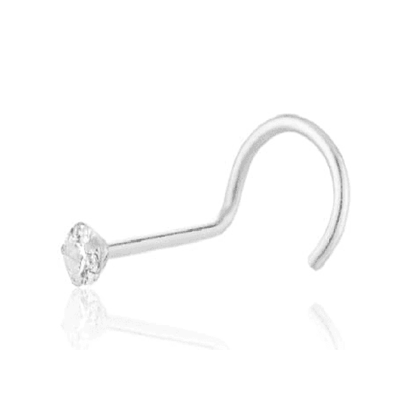 Piercing Prata Legítima 925 Nostril Zircônia Cristal 