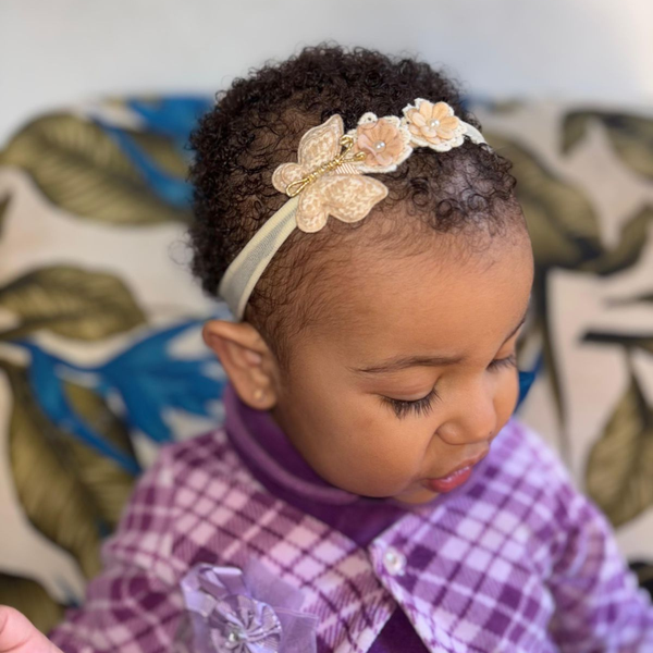 Faixa Guipure Borboleta Nude