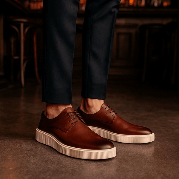 Sapato Masculino Couro Legítimo Derby New York Whisky