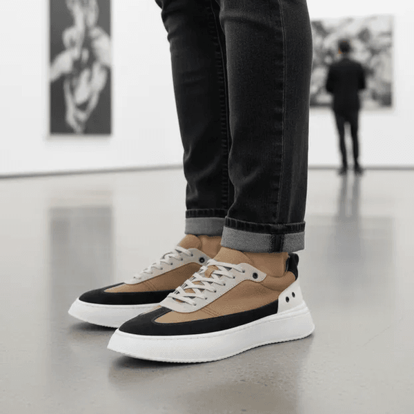 Tênis Masculino Casual Couro Legítimo Hollywood Taupe