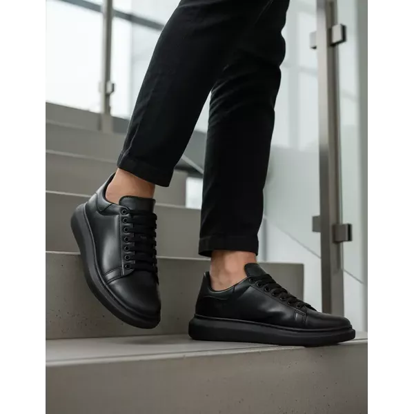 Sneaker Masculino Couro Legítimo All Black Mcqueen