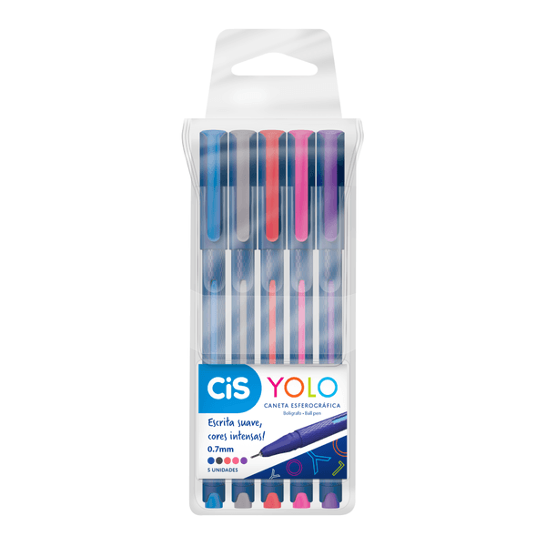 Caneta Esf. Cis Yolo Ponta 0,7MM Estojo C/5 Cores