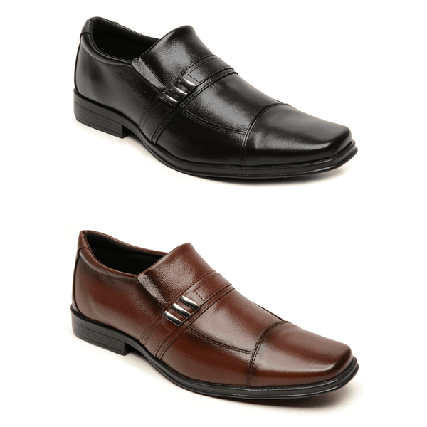 Combo Sândalo 2 Pares Plaza Metal Preto/Tabaco