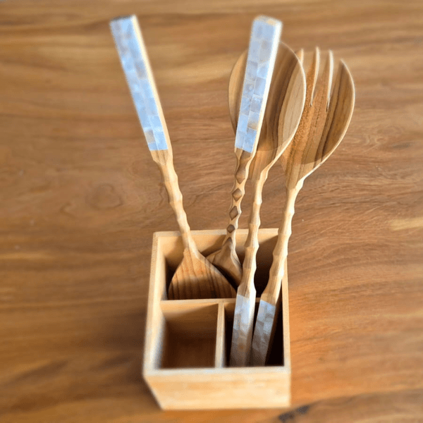 Kit Colher e Garfo Teca e Madrepérola 