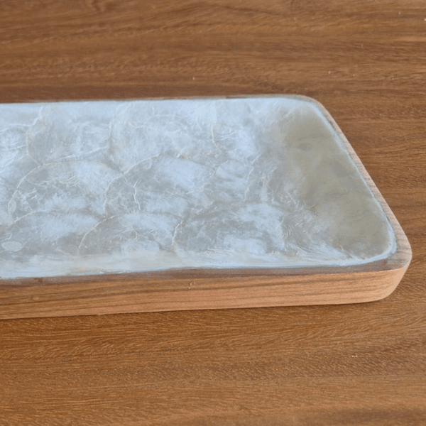 Bandeja Teca Madrepérola Retangular