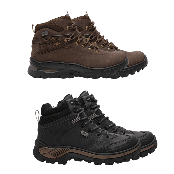 Combo 2 Pares Bota Adventure Masculina Marrom e Preto