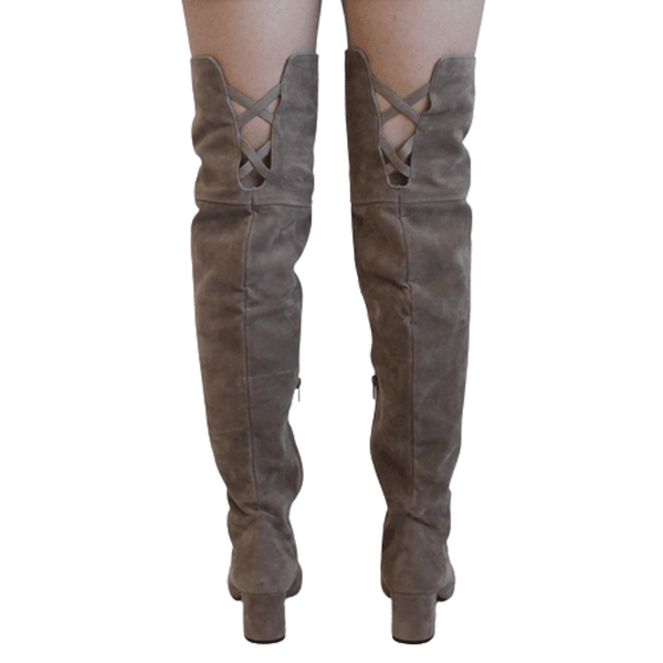 The Knee Bota CamurÃ§a Cinza Camurça Preta Bota Over Cinza - Main Image