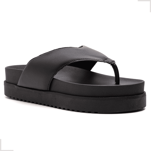 Sandalia Chinelo Papete Feminina Asa Delta Flat Plataforma Dani Preta