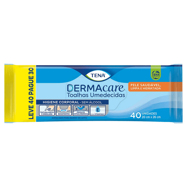 Toalhas Umedecidas Tena Dermacare Leve 40 Pague 30