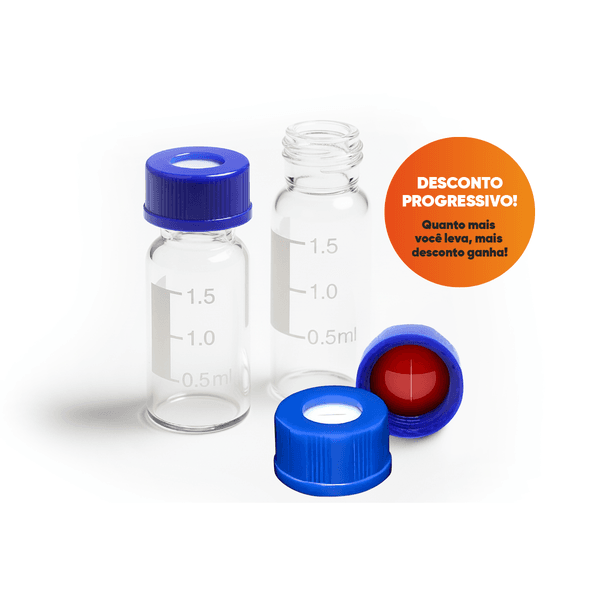 VIAL VIDRO 11,6X32MM 2ML N9 CLARO COM TAMPA PRÉ-CORTE