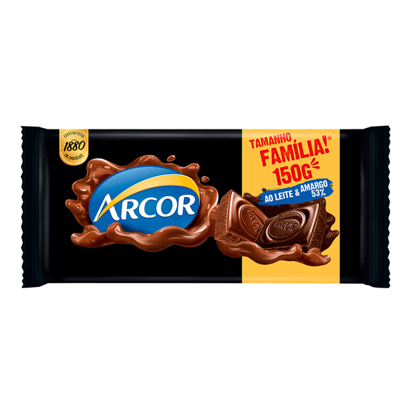 Chocolate Arcor Ao Leite e Amargo 53% Cacau 150g