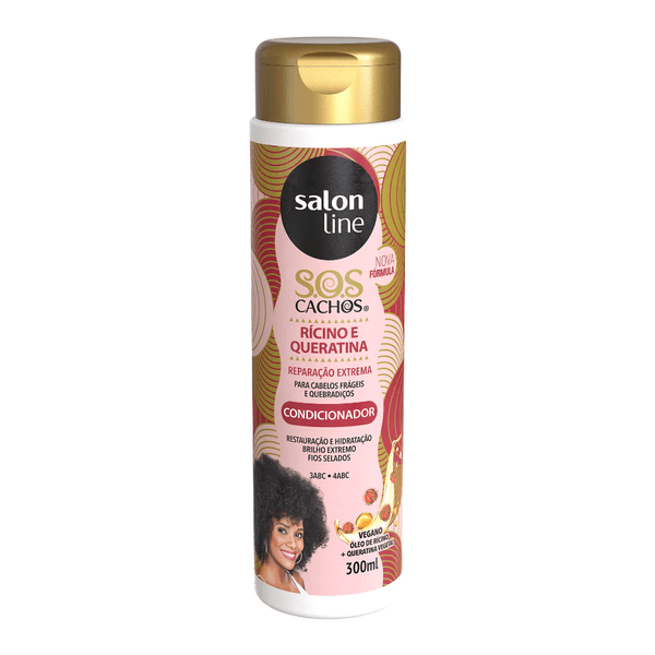 Condicionador Salon Line Sos Cachos Rícino e Queratina Reparação Extrema 300ml