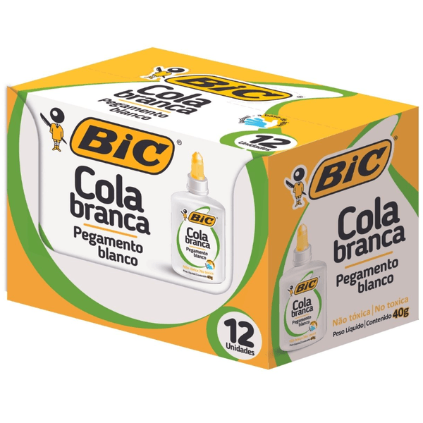 Cola Branca Bic 40g Com 12 Unidades