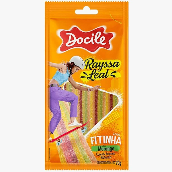 Bala Docile Fitinha Colorida Morango Cítrico Rayssa Leal 70g