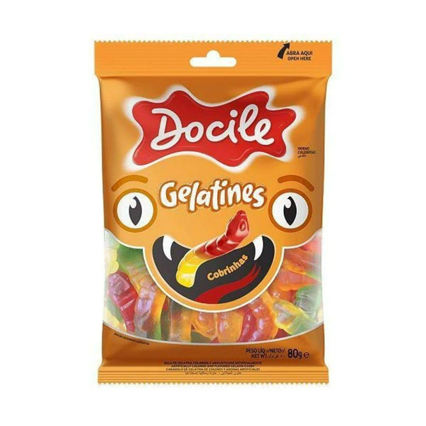 Bala Docile Gelatines Cobrinhas 80g