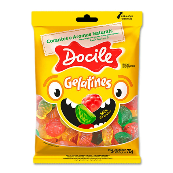 Bala Docile Gelatines Mix De Frutas 70g