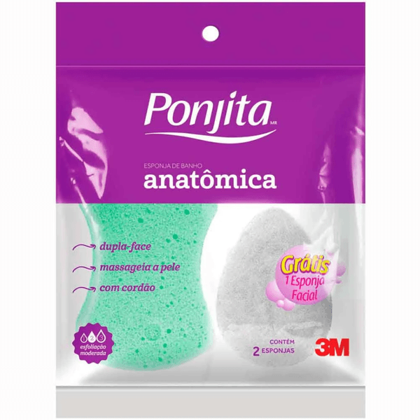 Esponja De Banho Ponjita Anatômica + Facial Grátis
