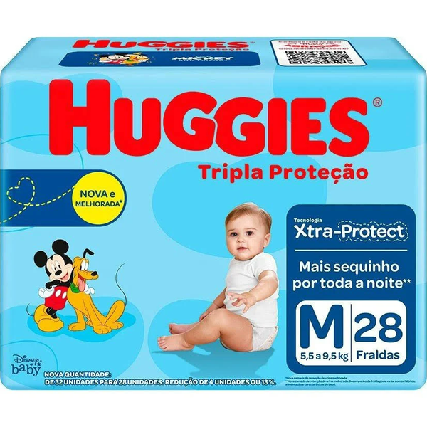 Fralda Huggies Tripla Proteção Com Xtra-Protect M - 28 Unidades