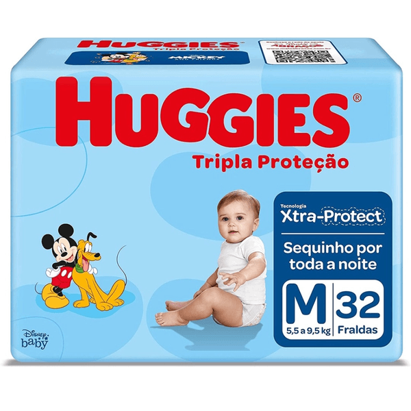 Fralda Huggies Tripla Proteção Com Xtra-protect m - 32 Unidades