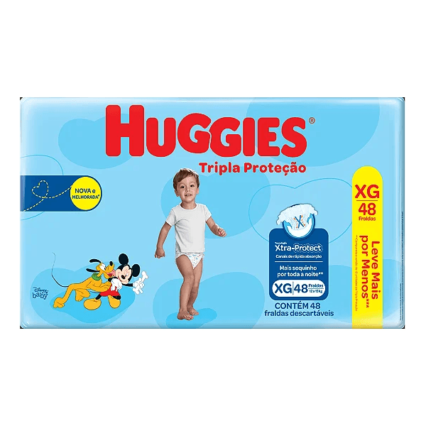 Fralda Huggies Tripla Proteção Com Xtra-protect Xg - 48 Unidades