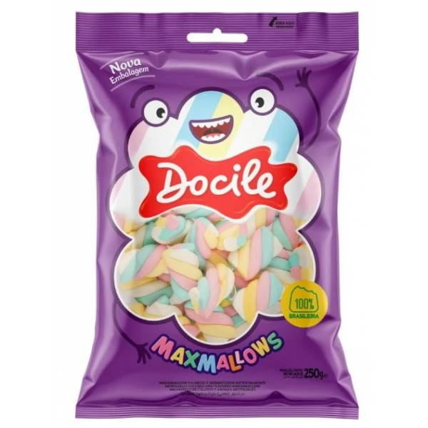 Marshmallow Docile Maxmallows Twist Color Baunilha 250g