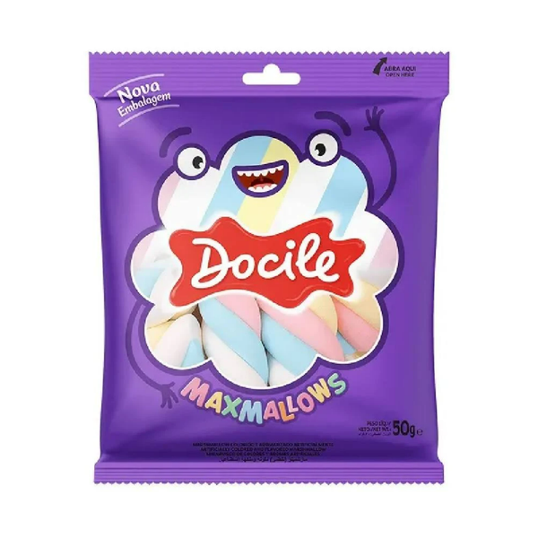 Marshmallow Docile Maxmallows Twist Color Baunilha 50g