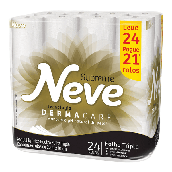 Papel Higiênico Neve Supreme Folha Tripla 20m - Leve 24 Pague 21