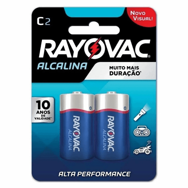 Pilha Rayovac Alcalina Média c - 2 Unidades