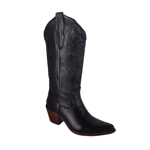 Bota Texana Feminina Couro Comfort e Crush Preto com Detalhe Laser -  Silverado Botas