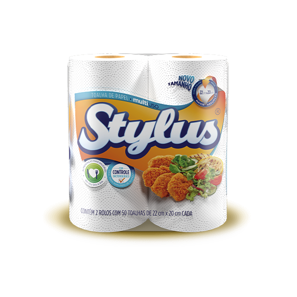 PAPEL TOALHA STYLUS C/2 ROLOS 50 TOALHAS