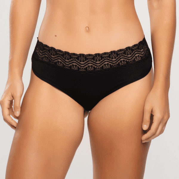 CALCINHA RENDA E ALGODAO - PRETO