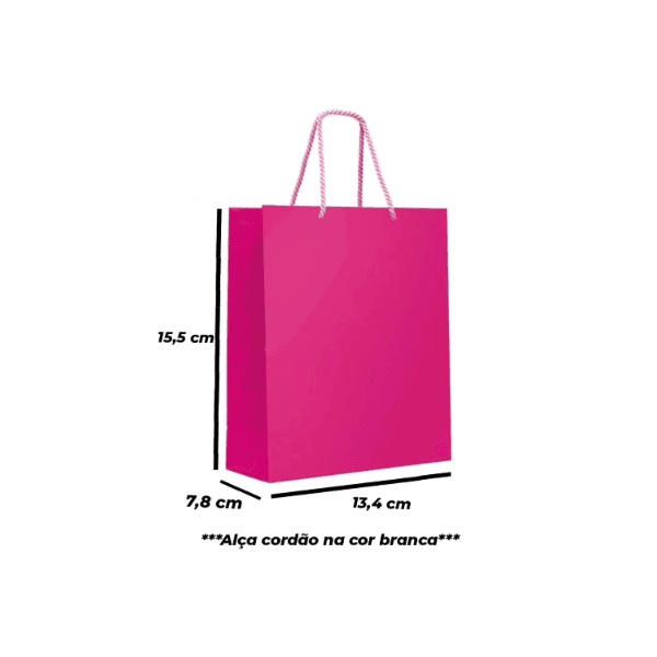 SACOLA PAPEL CORDAO 13x15 (P) PINK - PCTE 10 UNID