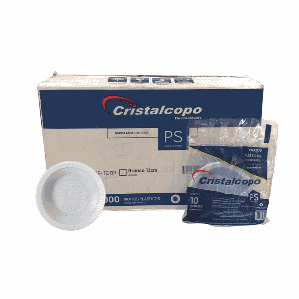 PRATO PLASTICO 12 CM FUNDO CRISTALCOPO - CX 1000 UNID