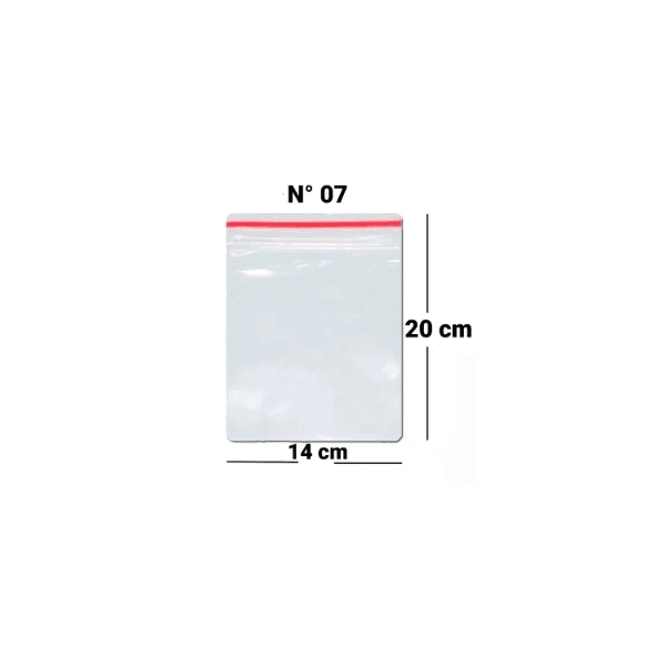 SACO PLASTICO ZIPADO 14x20CM N.07 - PCTE 50 UNID